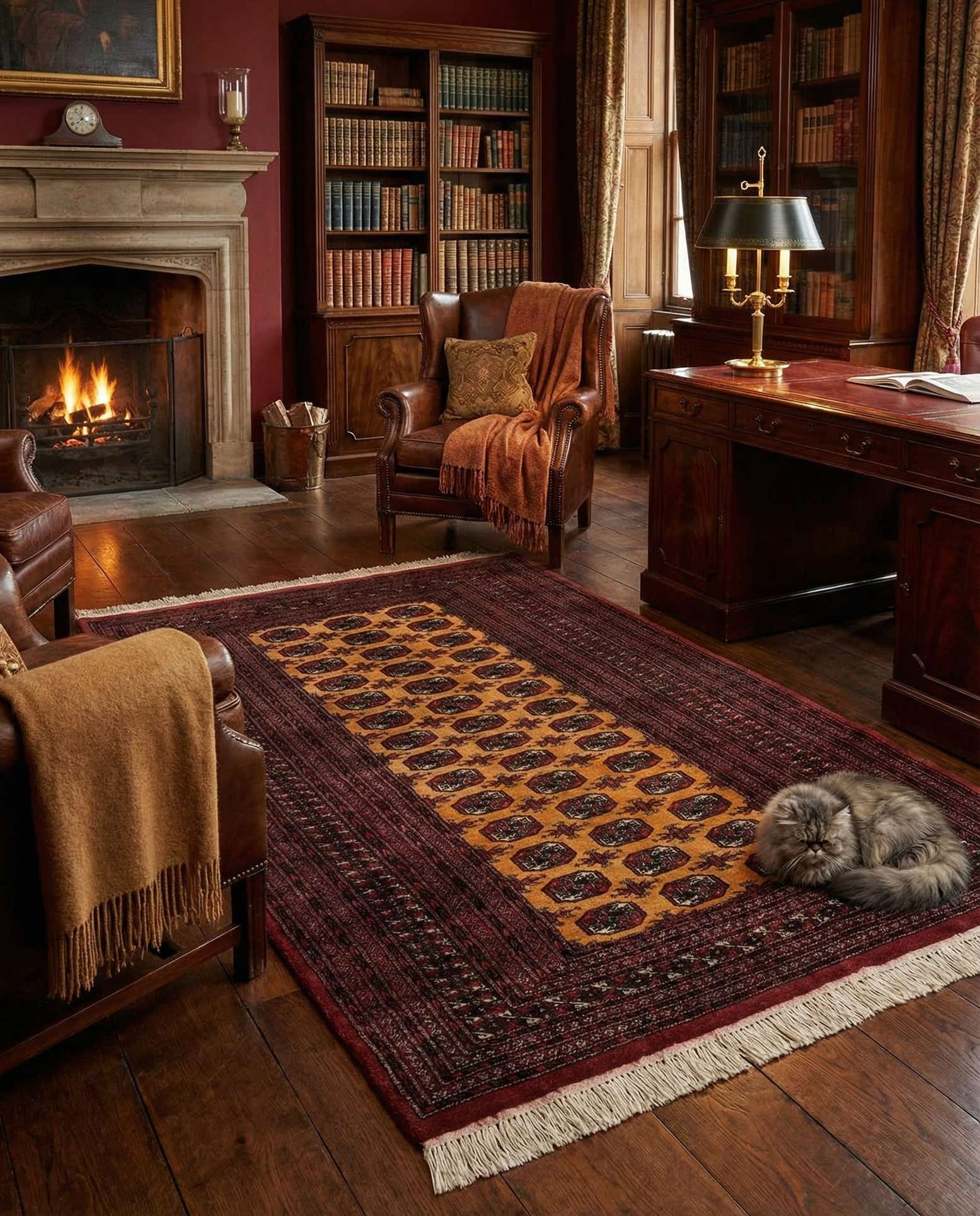 5' 3 x 7' 11 Hand Knotted Torkaman Persian Wool Rug