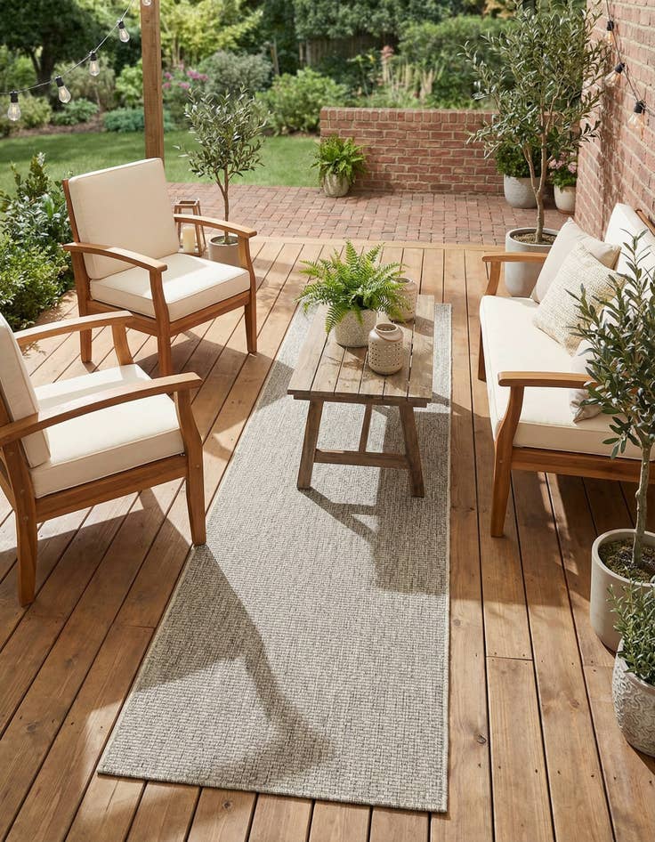 Detail image of 2' 7 x 12'  Washable Solid Indoor / Outdoor Runner Rug