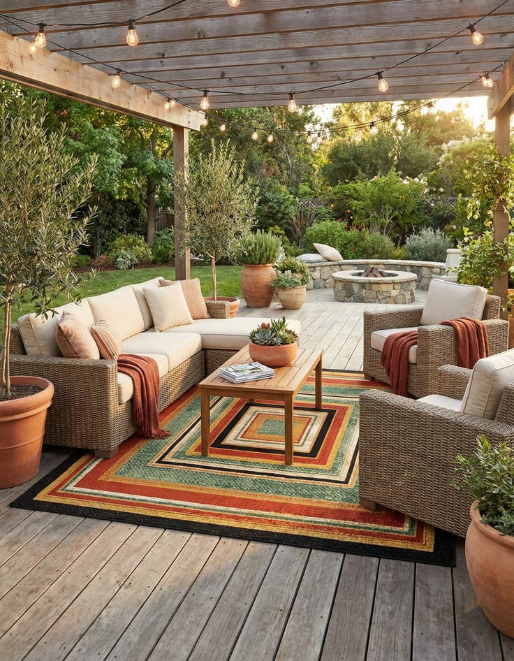 Detail image of 7' 10 x 10'  Washable Modern Indoor / Outdoor Rug