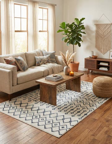 Coastal White Bohemian Trellis Rug