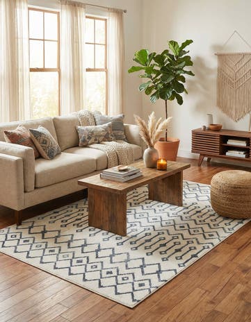 Coastal White Bohemian Trellis Rug