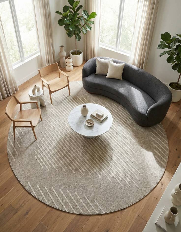 Detail image of  13' x 13'  Washable Modern Indoor / Outdoor Round Rug