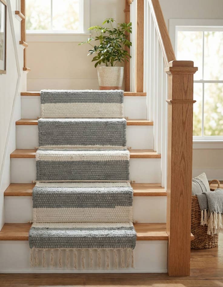 Detail image of  0' 9 x 2' 6  Hand Woven Chindi Rag Stair Rug
