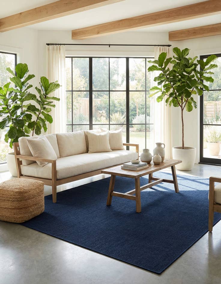 Detail image of  10' x 14' 1  Washable Solid Indoor / Outdoor Rug