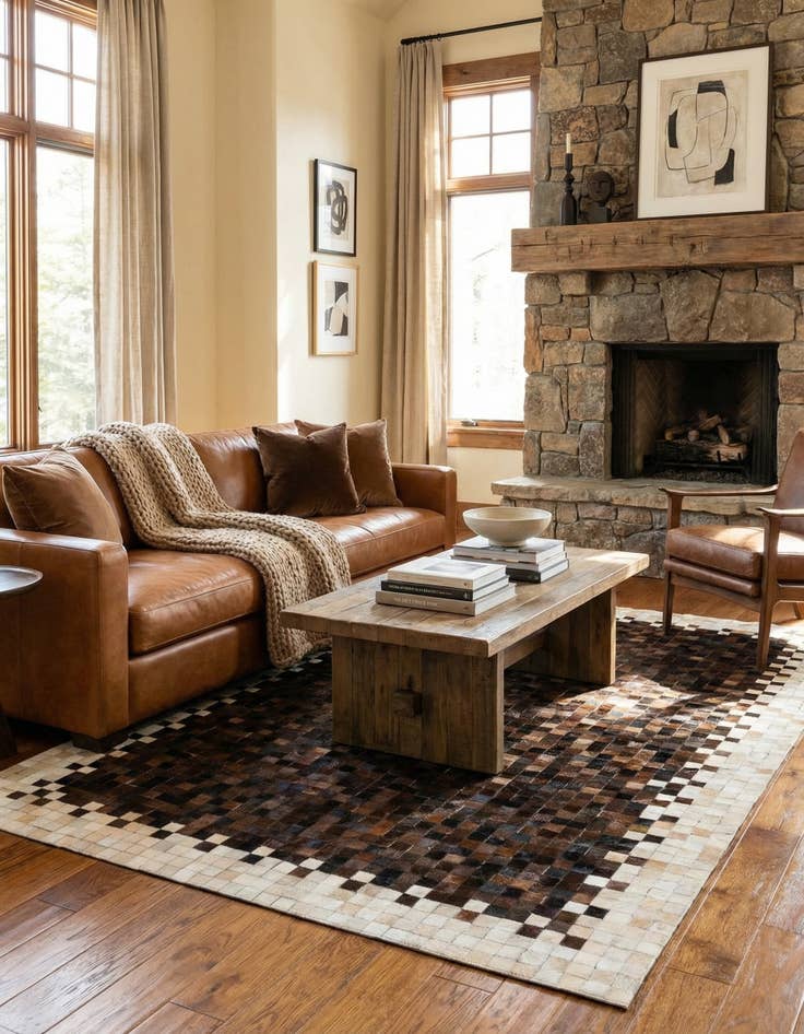 Detail image of 5' 1 x 7' 11 Cowhide Stocks Rug