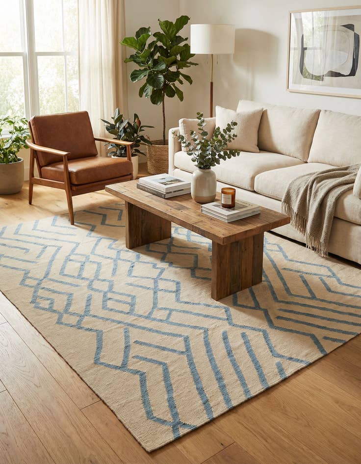 Detail image of 6' 3 x 7' 8  Hand Woven Kilim Modern Wool Rug