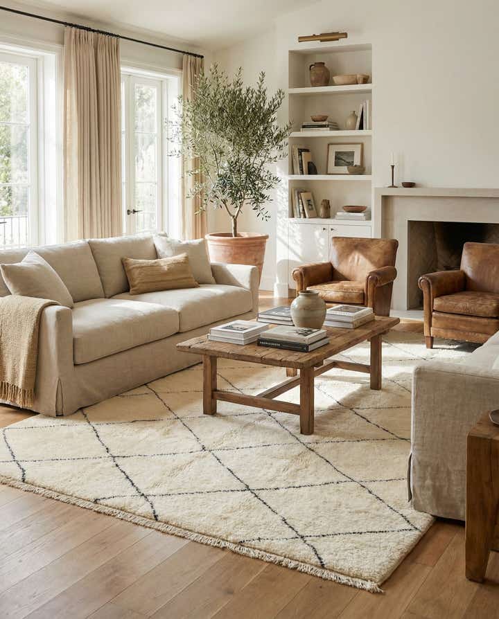 7' x 10' 2 Hand Knotted Moroccan Wool Rug