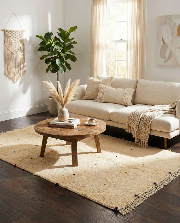 4' 7 x 7' 8 Hand Knotted Moroccan Wool Rug