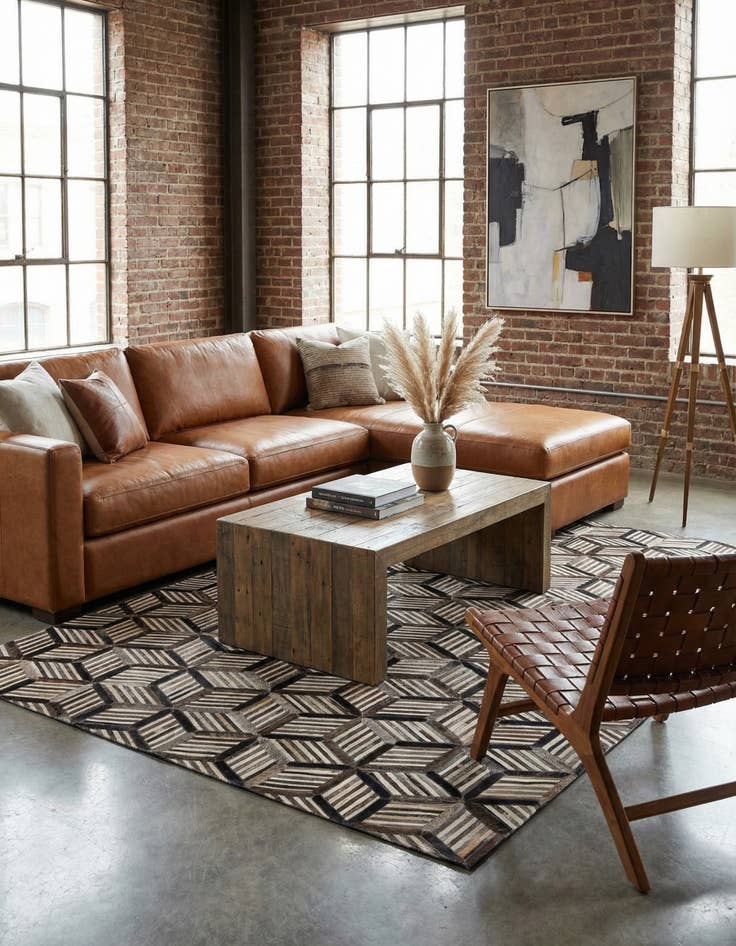 Detail image of  4' 11 x 7' 10 Cowhide - Patchwork Rug