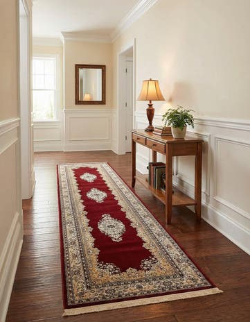 Burgundy Nain Design Runner Rug