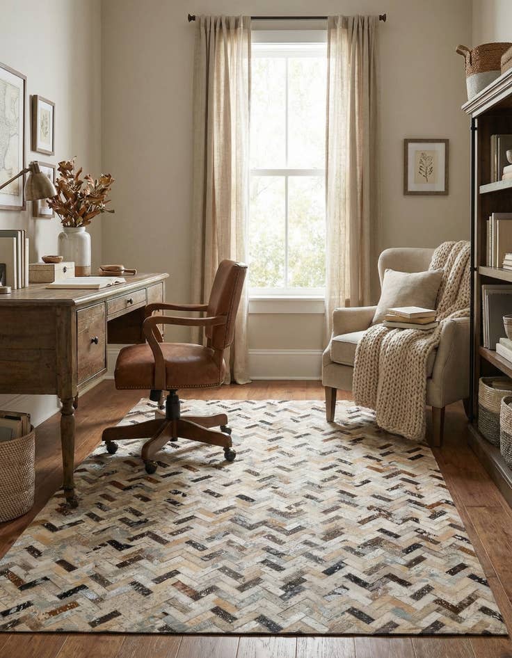 Detail image of 4' 2 x 6' 1 Cowhide - Patchwork Rug