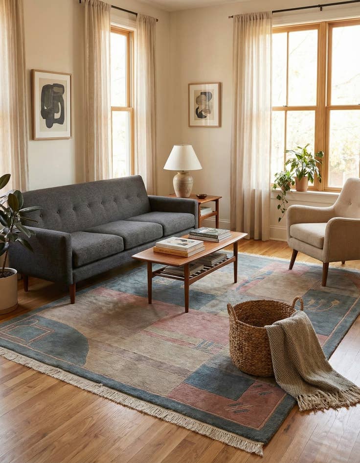 Detail image of 6' 7 x 8' 4  Hand Knotted Tibet Wool Rug