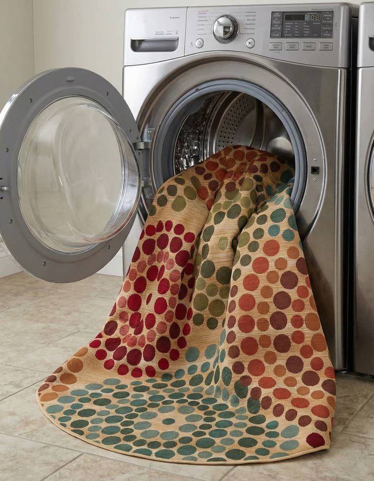 Detail image of  7' x 7'  Washable Modern Indoor / Outdoor Round Rug