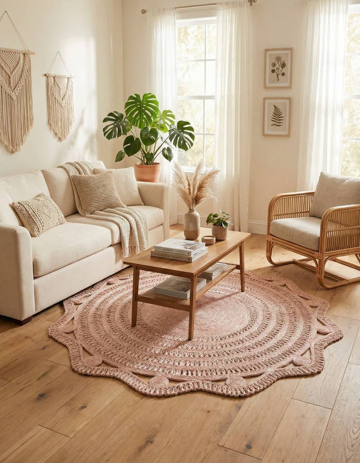 Detail image of 7' 10 x 7' 10  Hand Braided Jute Round Rug