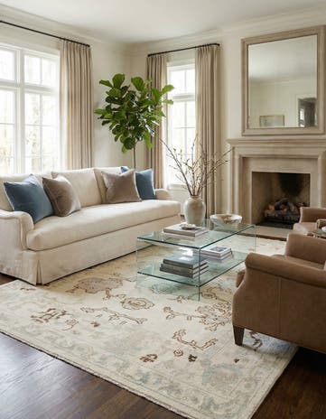 9' 2 x 12' 1 Hand Knotted Oushak Wool Rug