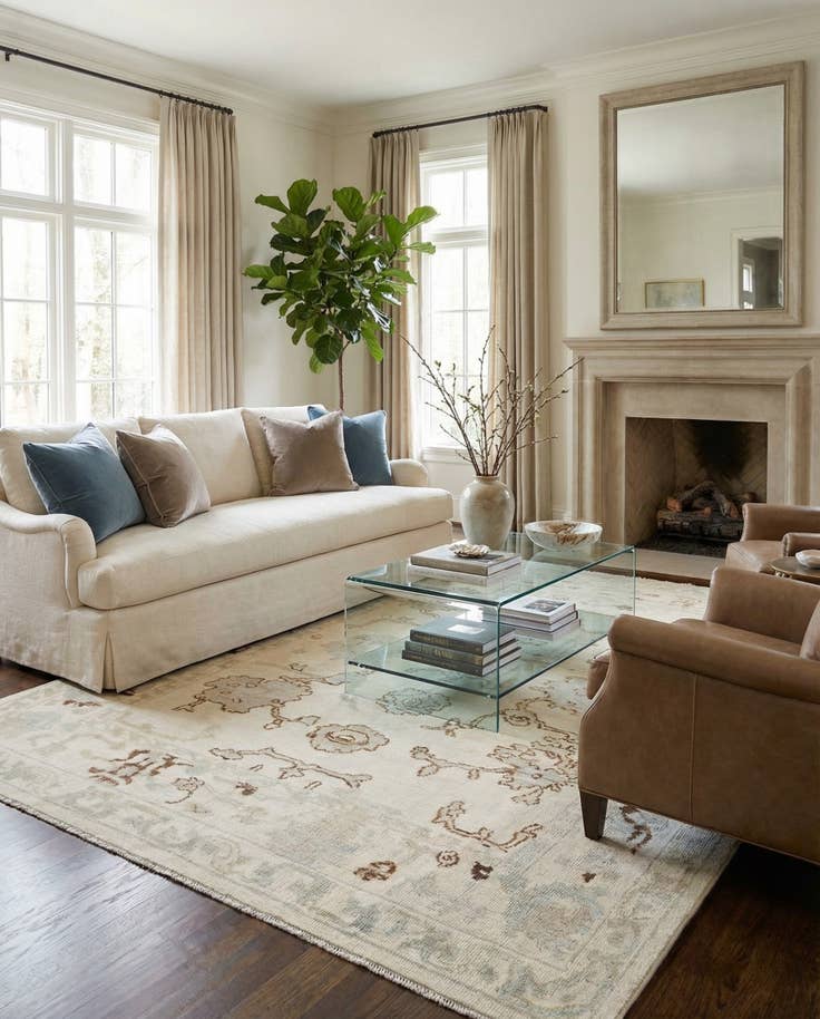 Detail image of 9' 2 x 12' 1 Hand Knotted Oushak Wool Rug