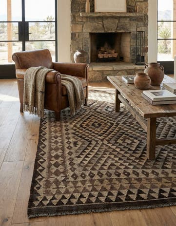 4' 6 x 5' 10 Hand Woven Kilim Maymana Wool Rug