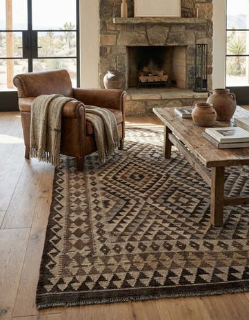 4' 6 x 5' 10 Hand Woven Kilim Maymana Wool Rug