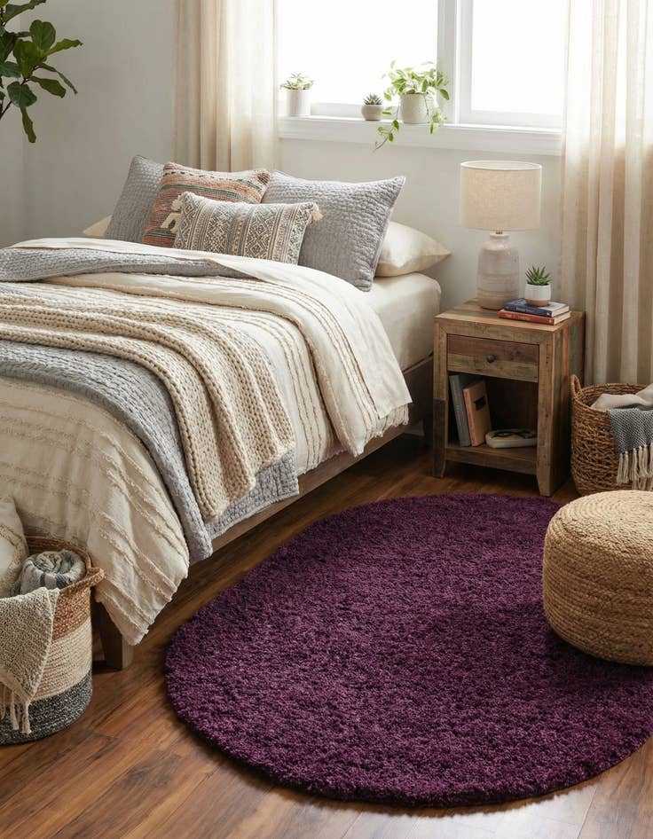 Detail image of 3' x 5' 3 Solid Shag Oval Rug