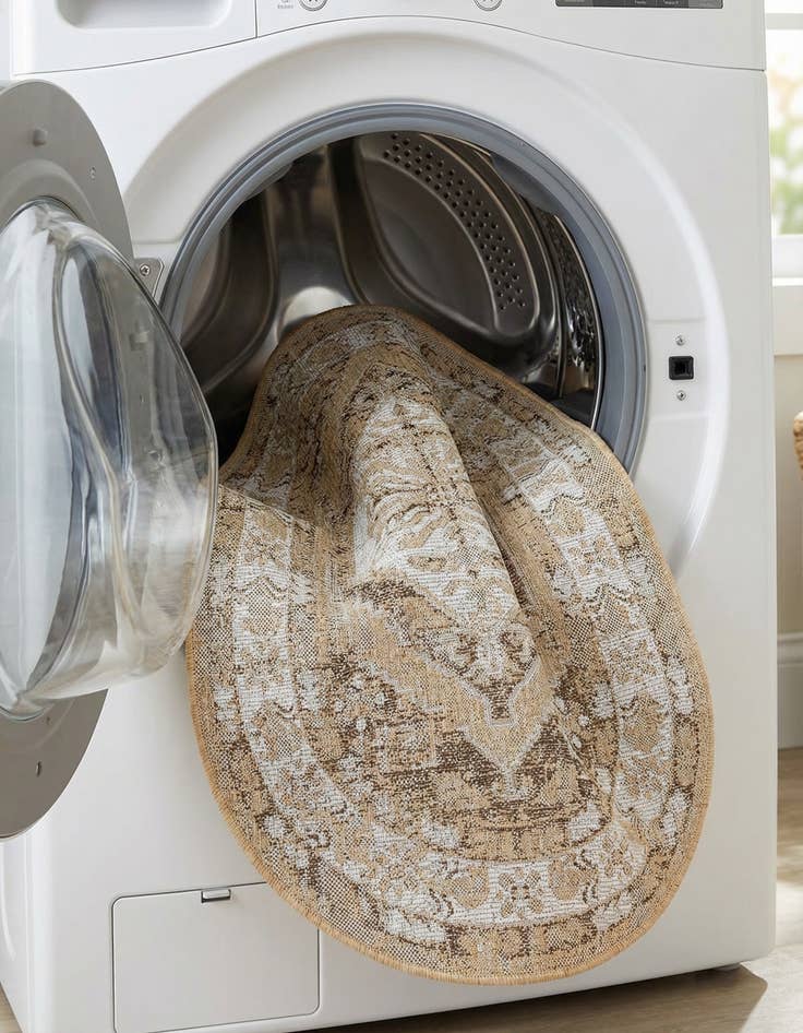 Detail image of 3' x 5' 3  Washable Traditional Indoor / Outdoor Oval Rug