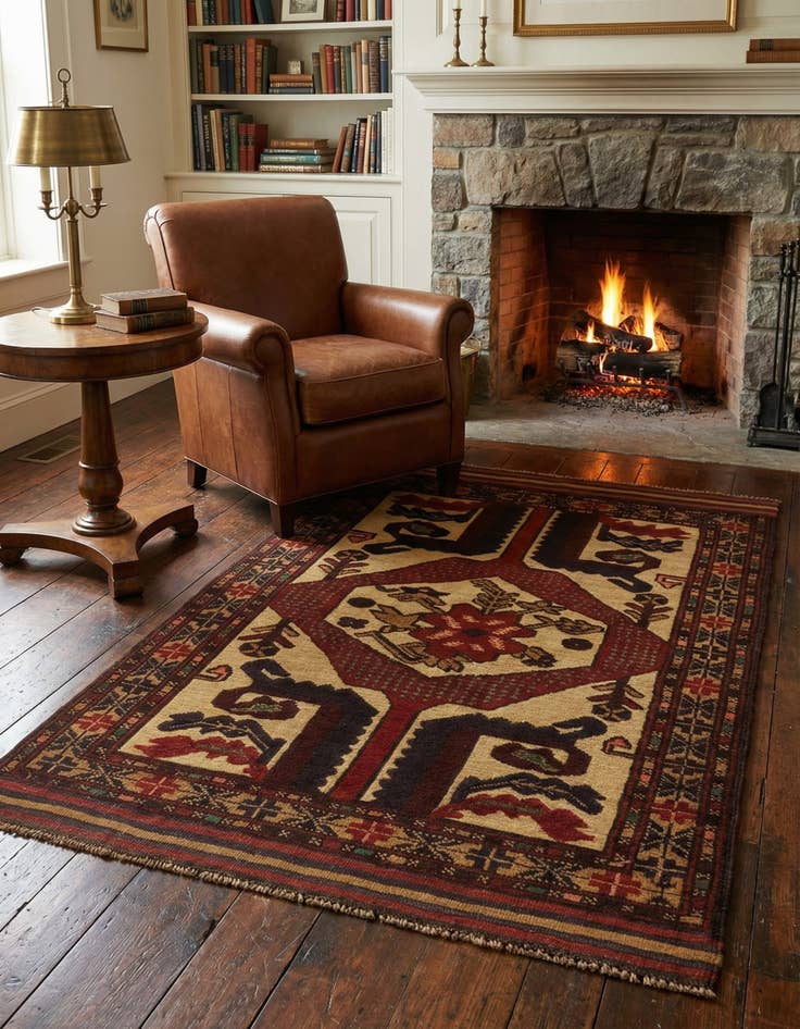 Detail image of  3' x 4' 7  Hand Knotted Sumak Wool Rug