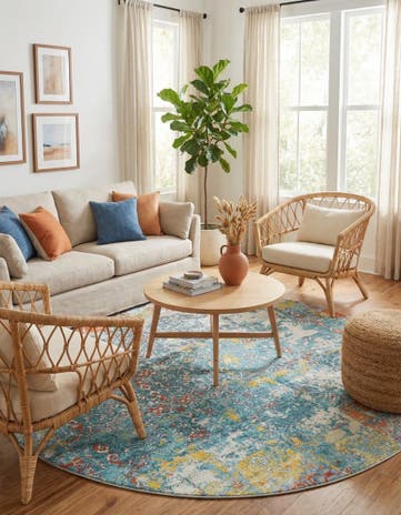 Blue Havana Round Rug
