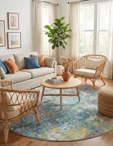 Blue Havana Round Rug