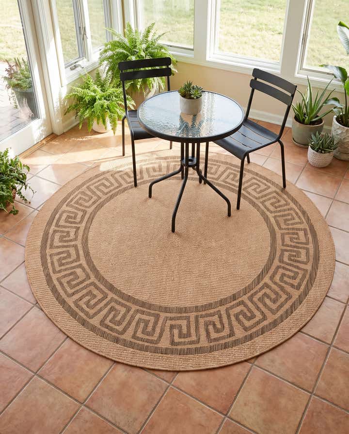 6' x 6' Easy-Clean Border Indoor / Outdoor Round Rug