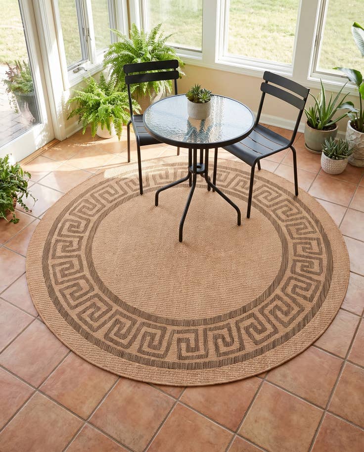 Detail image of 6' x 6' Easy-Clean Border Indoor / Outdoor Round Rug