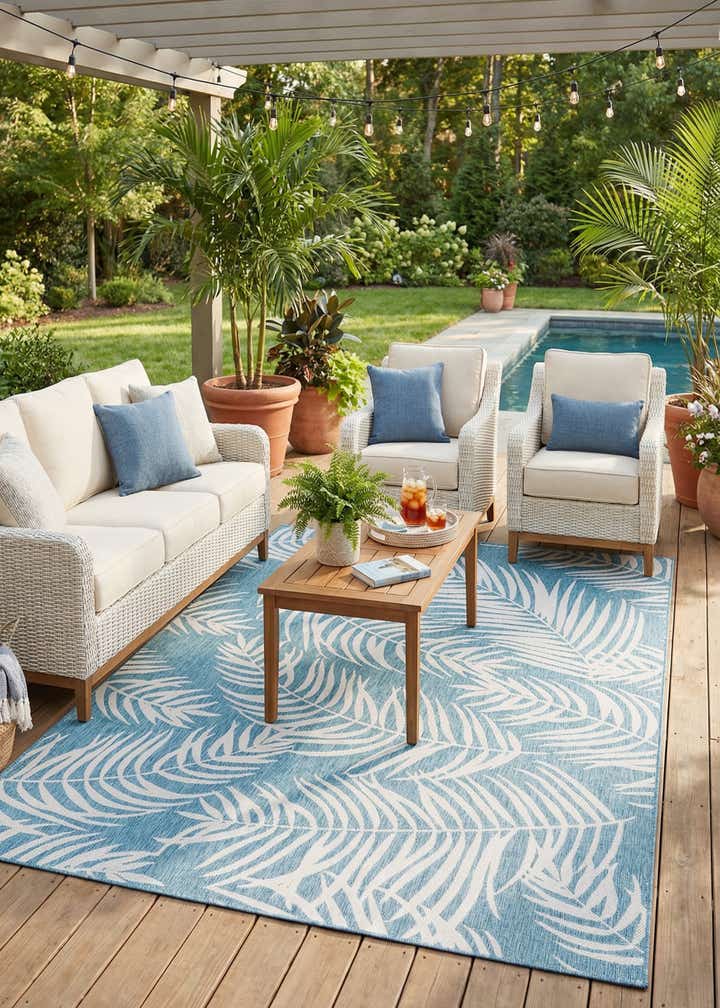 9' x 12' Easy-Clean Botanical Indoor / Outdoor Rug