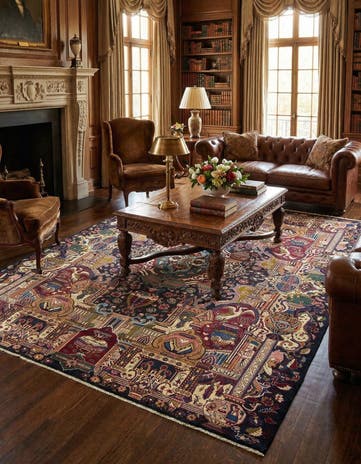 9' 5 x 13' Hand Knotted Kashan Persian Wool Rug