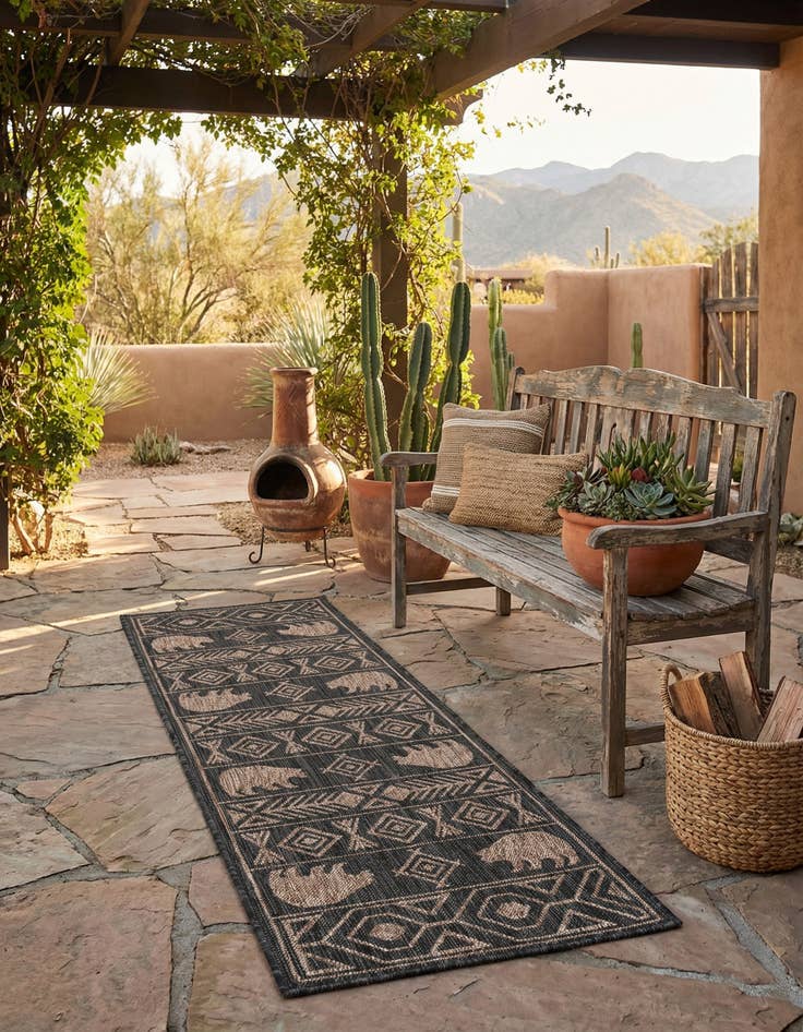 Detail image of 2' x 6' Easy-Clean Southwestern Indoor / Outdoor Runner Rug