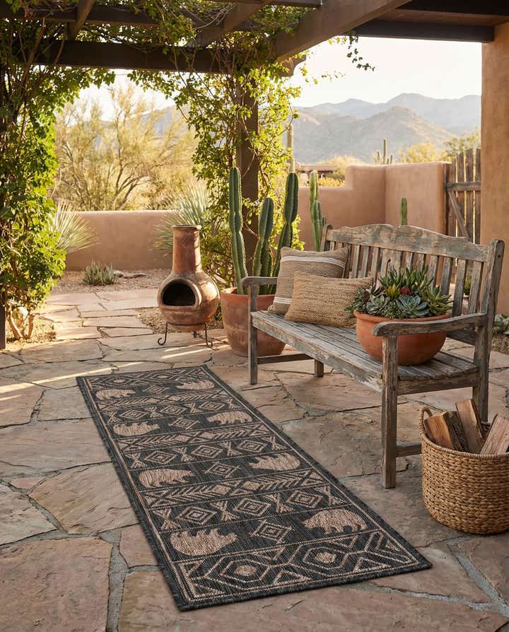 2' x 6' Easy-Clean Southwestern Indoor / Outdoor Runner Rug