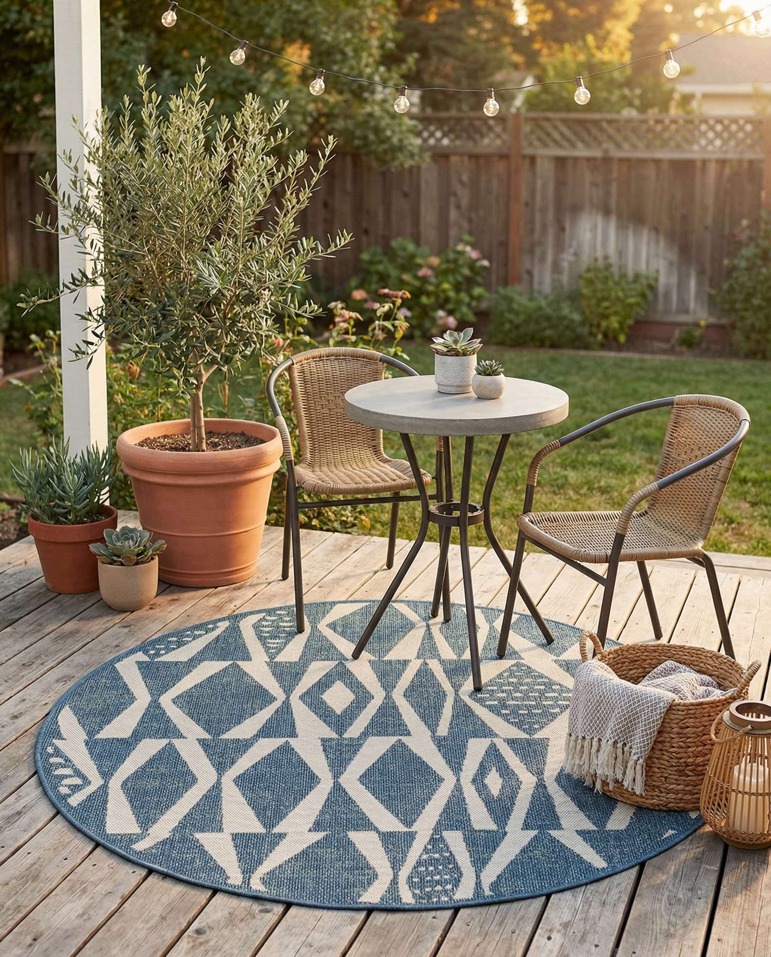 6' 1 x 6' 1 Easy-Clean Baja Indoor / Outdoor Round Rug