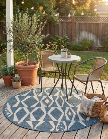 6' 1 x 6' 1 Easy-Clean Baja Indoor / Outdoor Round Rug