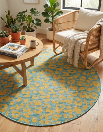 4' x 4' Easy-Clean Safari Indoor / Outdoor Round Rug