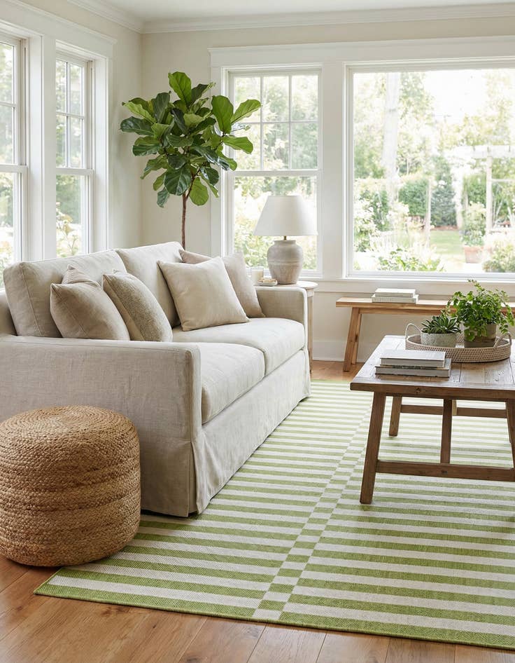 Detail image of 7' 10 x 11'  Washable Striped Indoor / Outdoor Rug