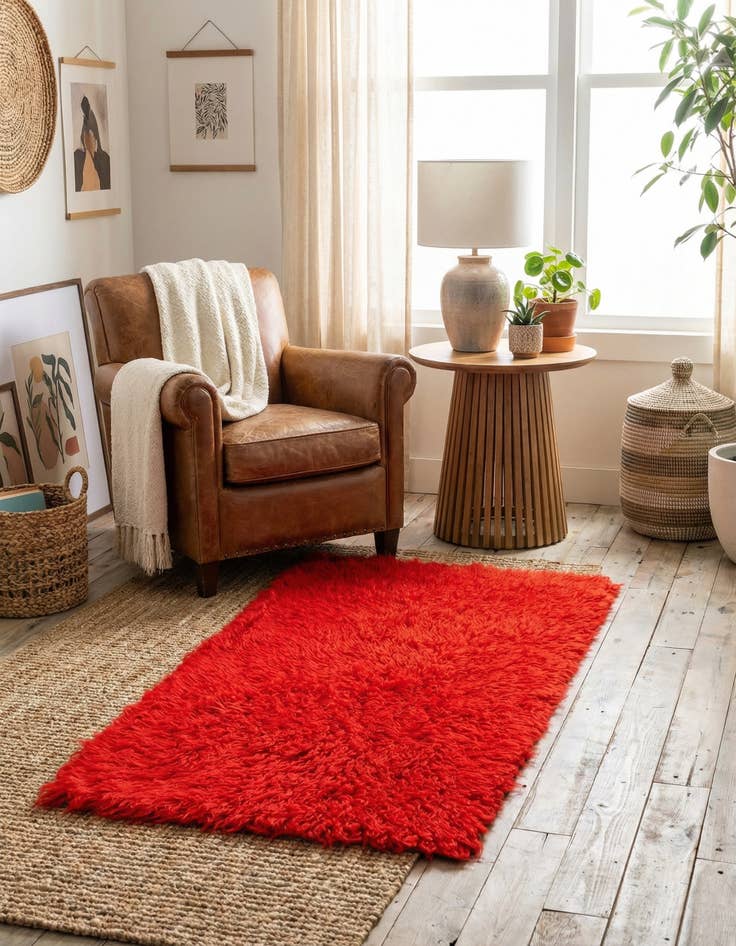 Detail image of 2' 3 x 4' 9 Hand Knotted Moroccan Wool Runner Rug