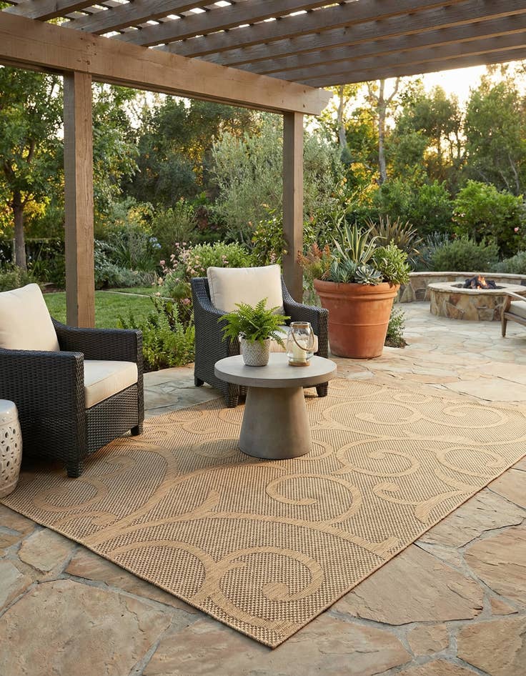 Detail image of  7' x 10'  Washable Botanical Indoor / Outdoor Rug