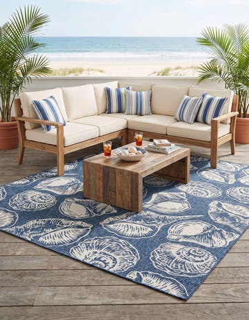10' x 10' Easy-Clean Coastal Indoor / Outdoor Square Rug