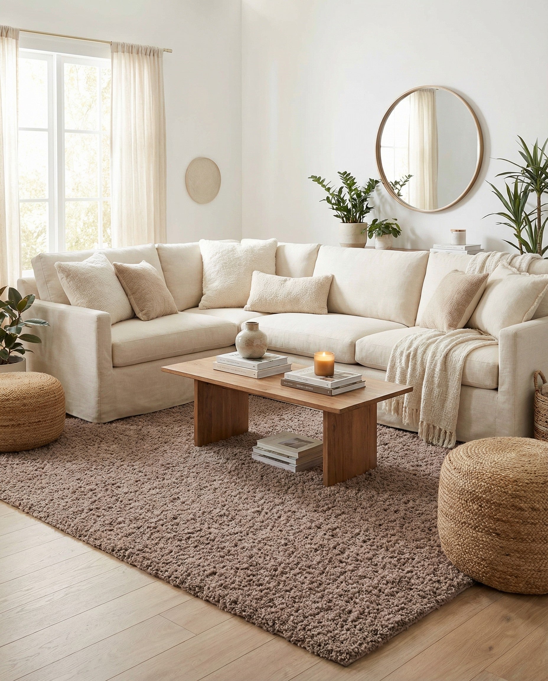 A close-up view of a rectangular 9x12 brown shag rug from the Infinity Shag collection, showcasing its soft, textured pile.