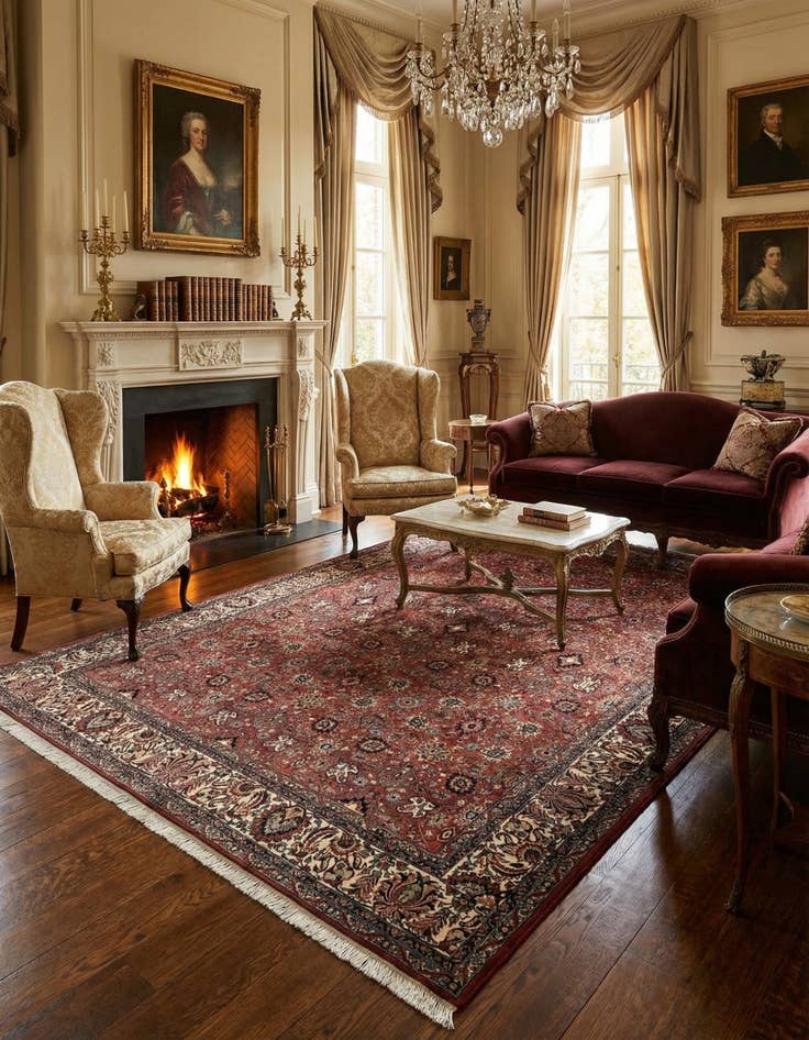 Detail image of 6' 8 x 9' 6 Bidjar With Silk Rug