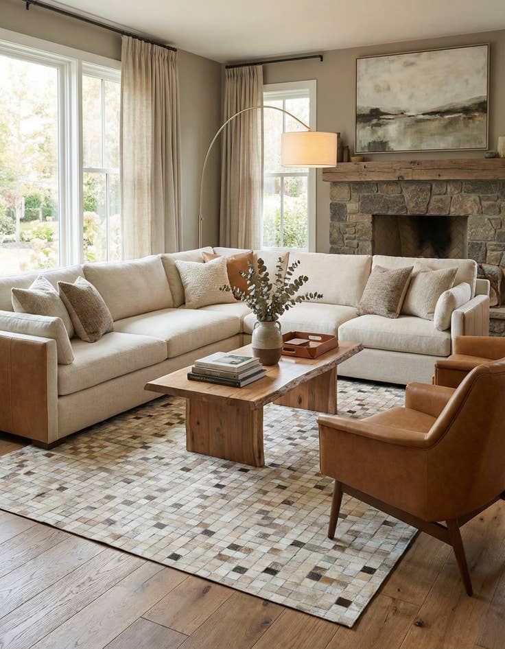 Detail image of  5' x 8' Cowhide Leather Rug