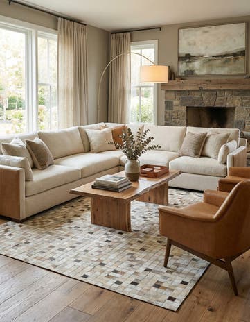 5' x 8' Cowhide Leather Rug