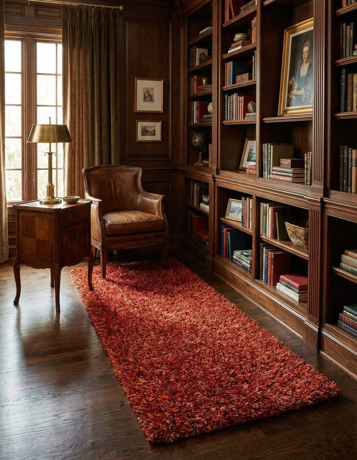 Detail image of 2' 5 x 4' 7  Hand Knotted Two-Tone Shag Oriental Runner Rug