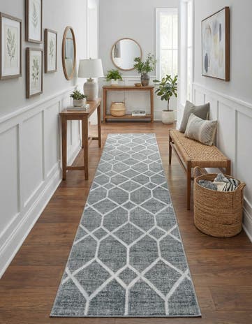 Gray Lattice Trellis Runner Rug