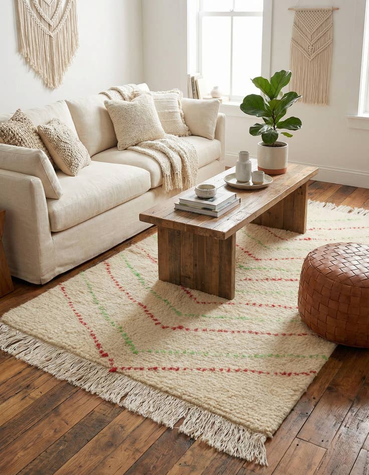 Detail image of 3' 2 x 4' 10  Hand Knotted Moroccan Wool Rug