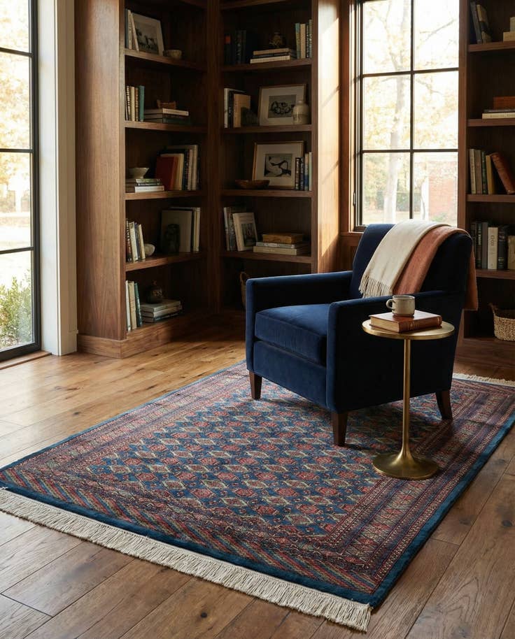 Detail image of 4' 2 x 5' 6 Hand Knotted Bokhara Oriental Wool Rug
