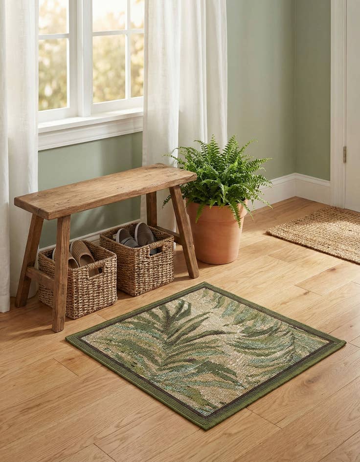 Detail image of 1' 4 x 1' 4  Washable Botanical Indoor / Outdoor Sample Rug