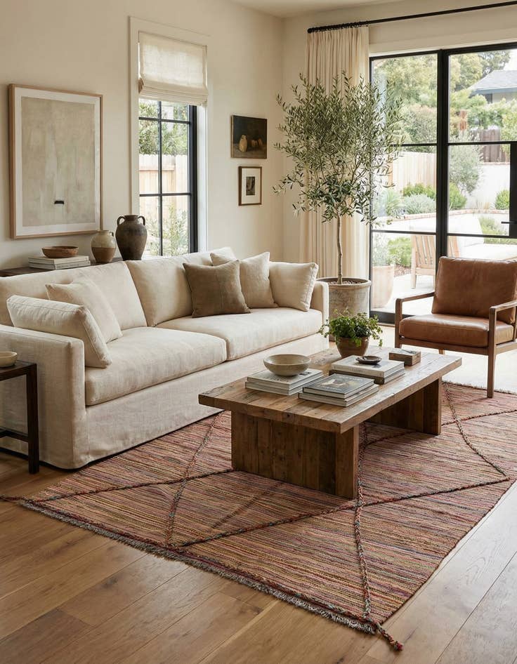 Detail image of  5' 7 x 7' 8  Hand Woven Kilim Modern Wool Rug